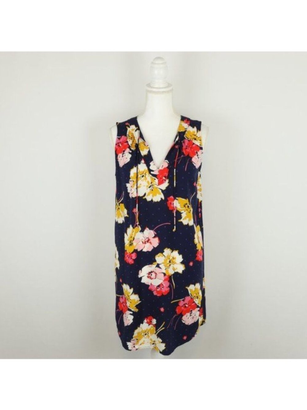 Old Navy Women's Small Blue Yellow Floral V-Neck Sleeveless Woven Sheath Dress